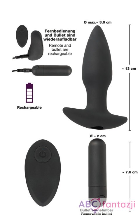 Korek analny z wibracjami 12,9 cm Black Velvet Korek analny z wibracjami 12,9 cm Black Velvet