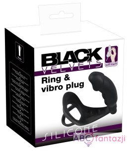 Black Velvets Pierścień z korkiem analnym i wibracjami Black Velvets