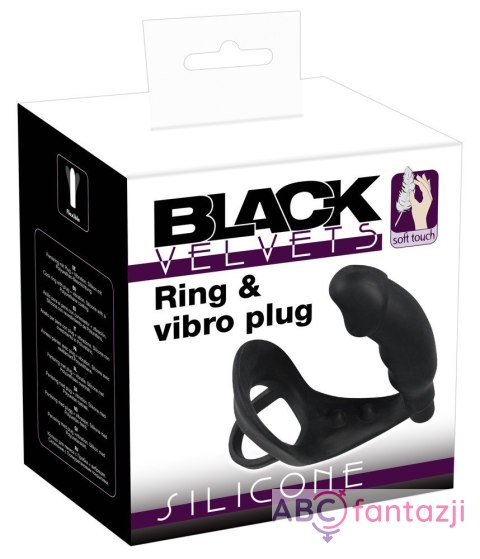 Black Velvets Pierścień z korkiem analnym i wibracjami Black Velvets Black Velvets Pierścień z korkiem analnym i wibracjami Black Velvets