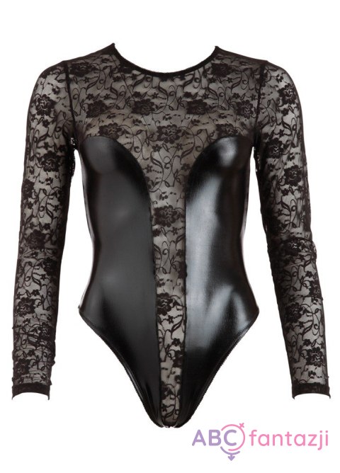 Body z wetlooku z koronką L Cottelli Lingerie Body z wetlooku z koronką L Cottelli Lingerie