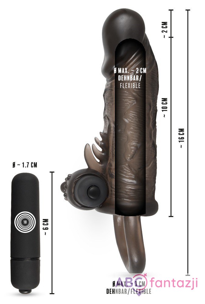 Przedłużka na penisa z wibracjami REBEL - 16cm Rebel