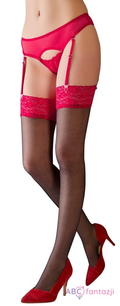 Pończochy z czerwoną koronką 4 Cottelli Legwear Pończochy z czerwoną koronką 4 Cottelli Legwear