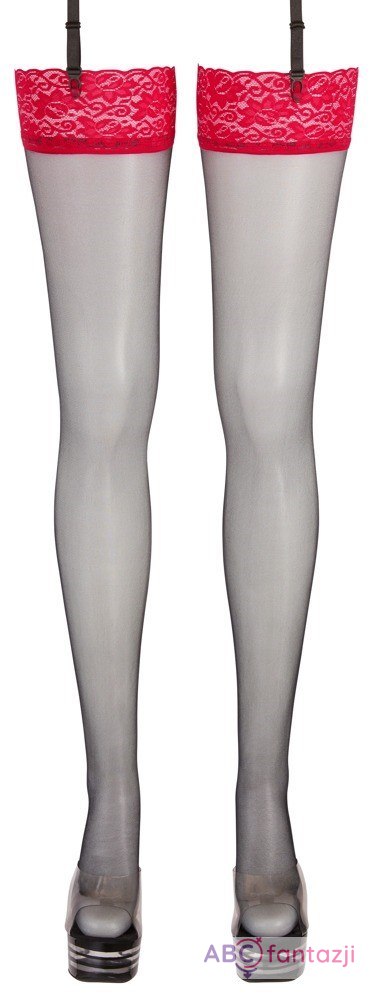 Pończochy z czerwoną koronką 4 Cottelli Legwear Pończochy z czerwoną koronką 4 Cottelli Legwear