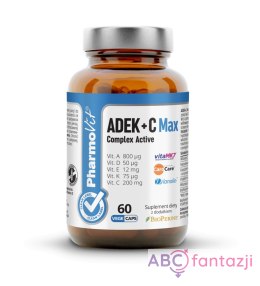 ADEK + C Max zawiera naturalne formy witamin A,D,E i K - 60 kapsułek Vcaps® PharmoVit PharmoVit