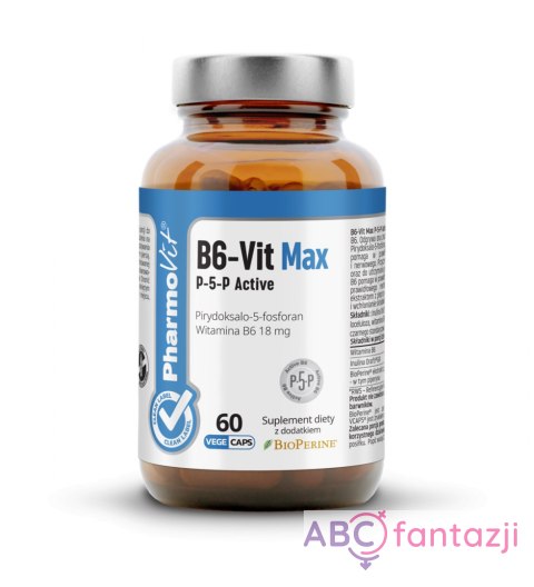 B6-Vit Max P-5-P Active Pirydoksalo-5-fosforan, Witamina B6 18 mg -60 kapsułek PharmoVit PharmoVit