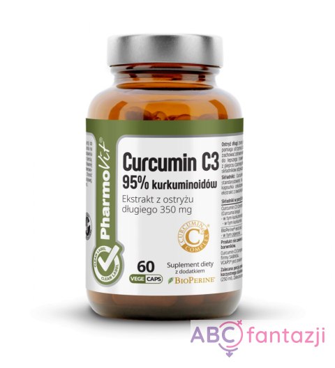Curcumin C3 95% kurkuminoidów Ekstrakt z ostryżu długiego 350 mg - 60 kapsułek Vcaps® PharmoVit PharmoVit