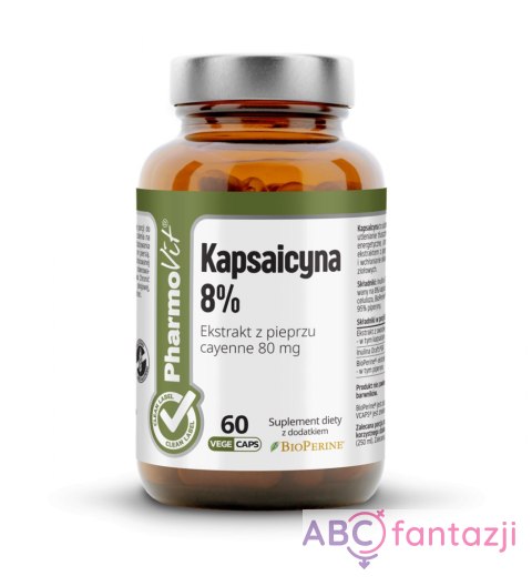 Kapsaicyna 8% Ekstrakt z pieprzu cayenne 80 mg - 60 kapsułek Vcaps® PharmoVit PharmoVit