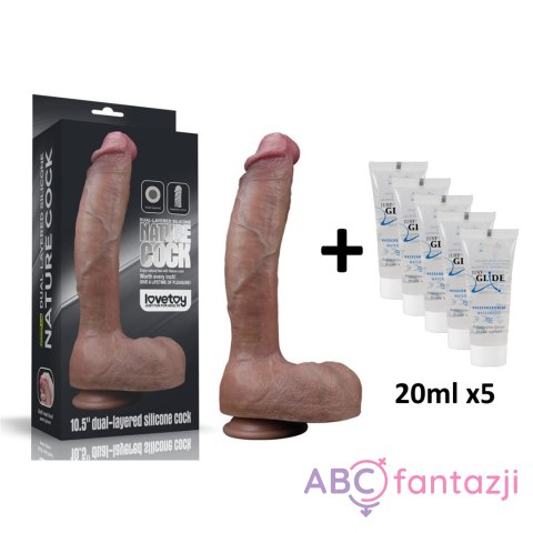 Dildo z przyssawką 27,5 cm Lovetoy + lubrykant Just Glide 5 x 20 ml Lovetoy