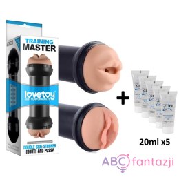 Masturbator LOVETOY Traning Master Double Side Stroker Mouth and Pussy + lubrykant Just Glide 100 ml Lovetoy