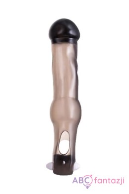 XToyFa XLover, Penis Sleeve, for increase in size with vibration, TPE, transparent black, 19.4 cm Toyfa