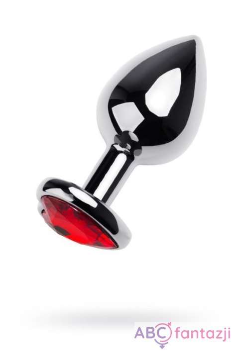 Silver anal plug TOYFA Metal with red heart-shaped gem Toyfa