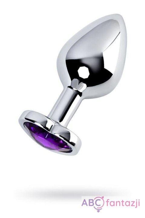 Silver anal plug with purple gem heart-shaped Toyfa