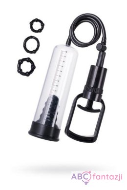 A-TOYS, Penis Pump, PVC, Black, 23.5 cm 3 cock rings included Toyfa