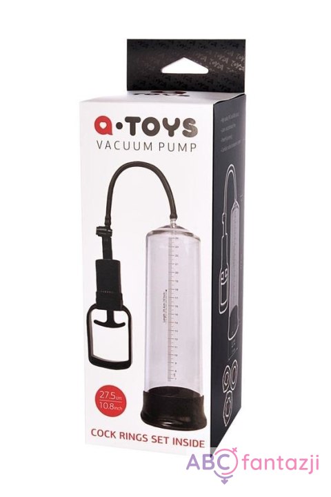 A-TOYS, Penis Pump, PVC, Transparent, 27.5 cm, 3 cock rings included Toyfa