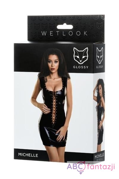 Glossy Shiny Wetlook dress with a lace MICHELLE Toyfa Glossy Shiny Wetlook dress with a lace MICHELLE Toyfa
