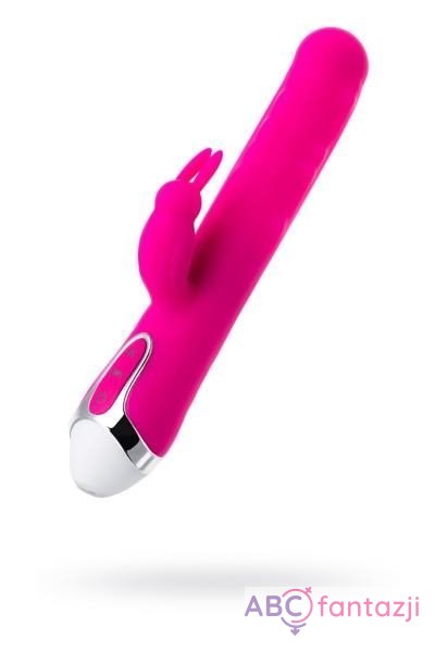 JOS BALLE, Vibrator with clitoral stimulator with moving balls, silicone, pink, 23 cm Toyfa