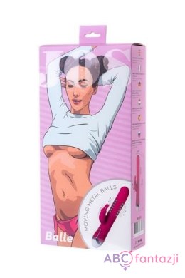 JOS BALLE, Vibrator with clitoral stimulator with moving balls, silicone, pink, 23 cm Toyfa