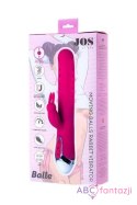 JOS BALLE, Vibrator with clitoral stimulator with moving balls, silicone, pink, 23 cm Toyfa