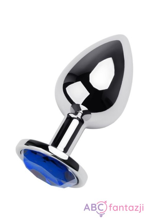 Silver anal plug TOYFA Metal with blue round-shaped gem Toyfa