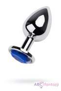 Silver anal plug TOYFA Metal with blue round-shaped gem Toyfa