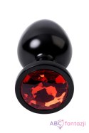 Black anal plug TOYFA Metal,with a ruby colored gem Toyfa