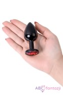 Black anal plug TOYFA Metal,with a ruby colored gem Toyfa