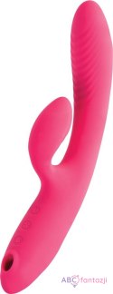 JOS Vibrator with vacuum wave stimulation Enila, silicone, pink, 23 cm Toyfa