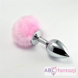 Large Silver Plug+Pompon Pink Lovetoy