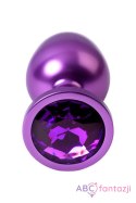 Purple anal plug TOYFA Metal,with a amethyst colored gem Toyfa