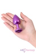 Purple anal plug TOYFA Metal,with a amethyst colored gem Toyfa