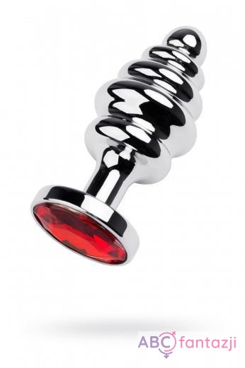 Silver anal plug with red gem Toyfa