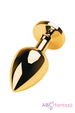 Gold anal plug TOYFA Metal with green round-shaped gem Toyfa