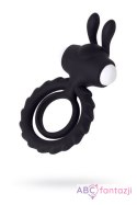 JOS GOOD BUNNY, Penis vibrating ring, silicone, black, 9cm Toyfa