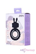 JOS GOOD BUNNY, Penis vibrating ring, silicone, black, 9cm Toyfa