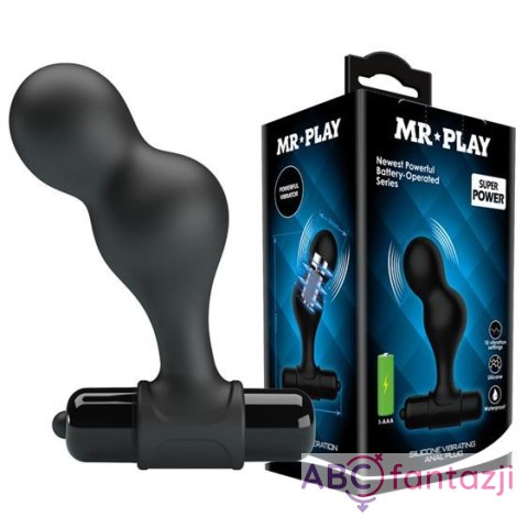 Mr. Play Silicone Anal Plug, 10 functions of vibration Black LyBaile