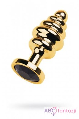 Golden anal plug with black gem Toyfa