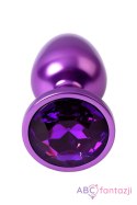 Purple anal plug TOYFA Metal with purple round-shaped gem Toyfa