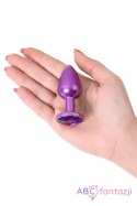 Purple anal plug TOYFA Metal with purple round-shaped gem Toyfa