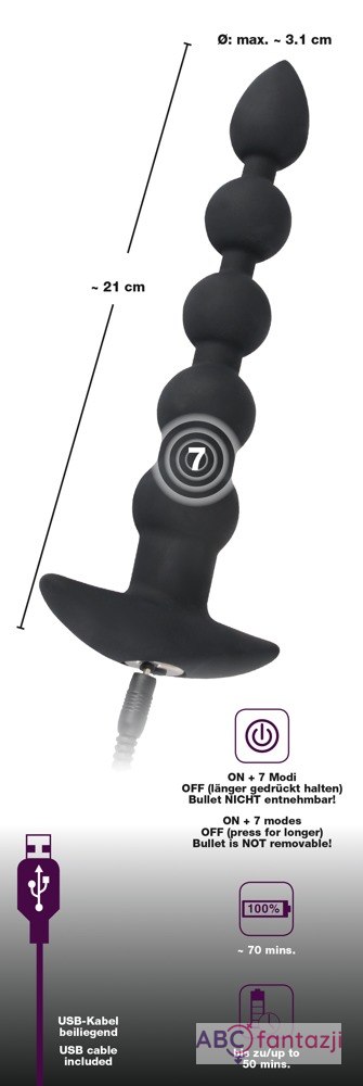 Koraliki analne 7 trybów wibracji Black Velvets Koraliki analne 7 trybów wibracji Black Velvets