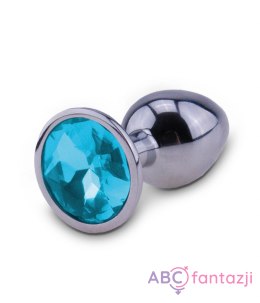Korek analny RelaXxxx srebrny i niebieski kryształ rozm. M