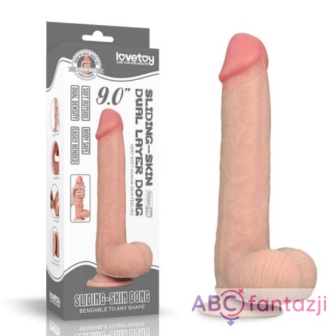 Dwuwarstwowe dildo z przyssawką 23cm silikon od Lovetoy Dwuwarstwowe dildo z przyssawką 23cm silikon od Lovetoy