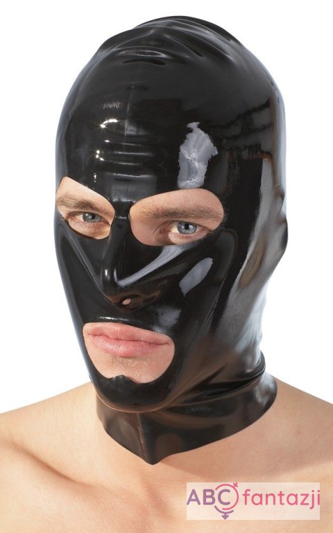 Lateksowa maska czarnaz otworami na oczy i usta